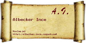 Albecker Ince névjegykártya